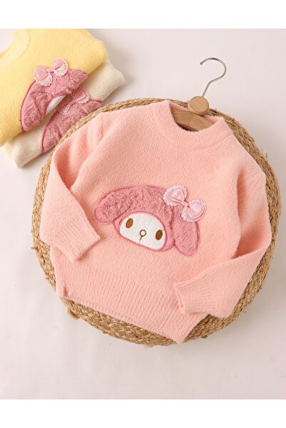 MiniKids Пуловер с мохерово зайче, корал