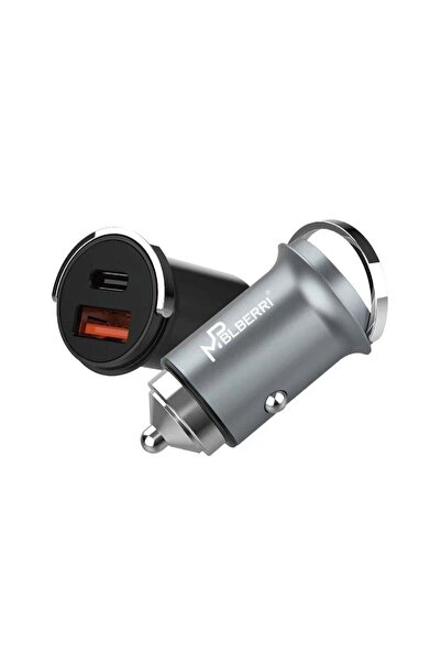 mpBLBERRI Premium Quality PD Car Charger, 30W, with Type-C to Type-C Cable, F...