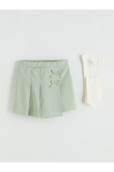 LC Waikiki مجموعة إلسيفا: تنورة قصيرة وسروال داخلي باللون الأخضر للفتيات