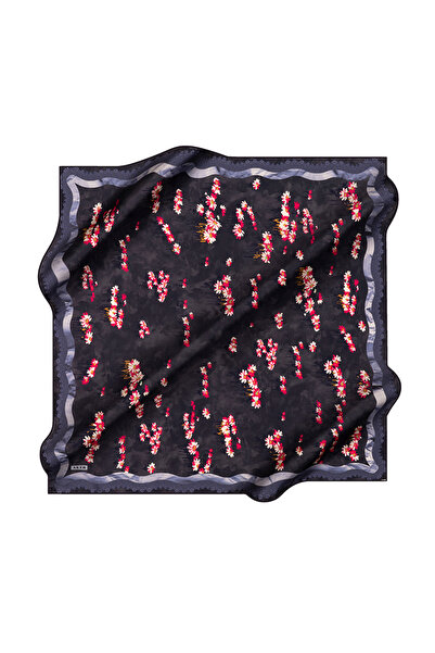 Aker Navy Blue 90X90 Silk Crepe Satin Scarf