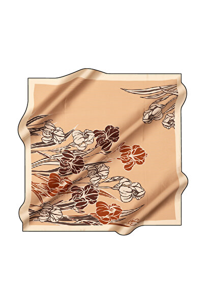 Aker Dark Beige 90X90 Silk Crepe Satin Scarf