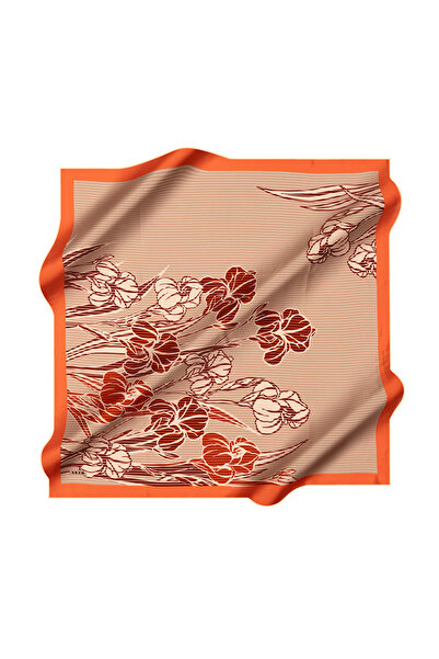 Aker Orange 90X90 Silk Crepe Satin Scarf