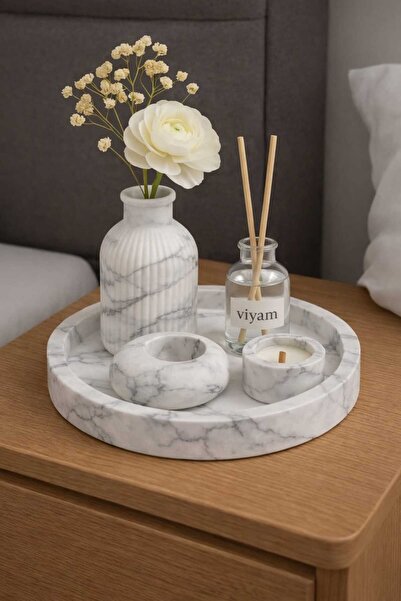 VİYAM SİYAH DESENLİ Özel Tasarım Mumluk Ve Vazo Aksesuar Seti Dekoratif Ürün ...