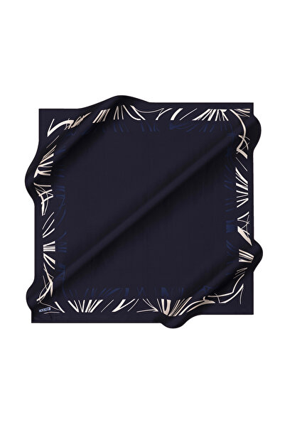 Aker Navy Blue 90X90 Silk Crepe Satin Scarf