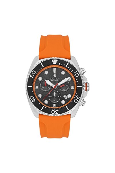 Wainer Erkek Kol Saati 44 MM Turuncu Silikon Kordon Siyah Kadran 20 ATM
