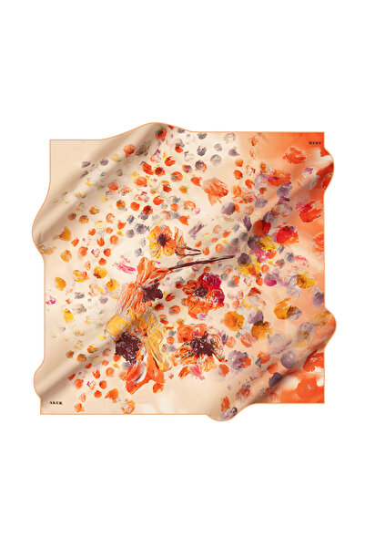 Aker Orange 90X90 Silk Crepe Satin Scarf