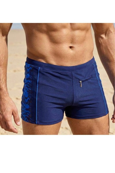 embody Men's swim briefs with boxers, drawstring and zip pocket navy blue q333