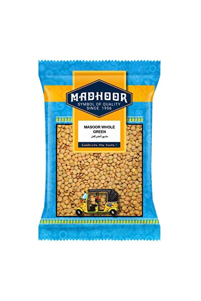 MADHOOR عدس ماسور كامل بالقشرة، عدس أخضر زيتوني (1 كجم)