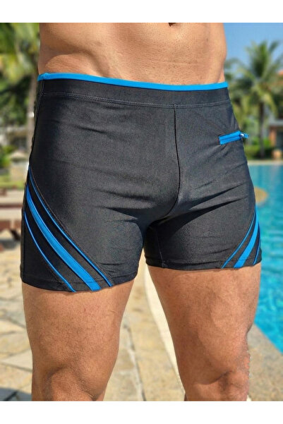 embody Men's swim briefs with boxers, drawstring and zip pocket black/blue q306