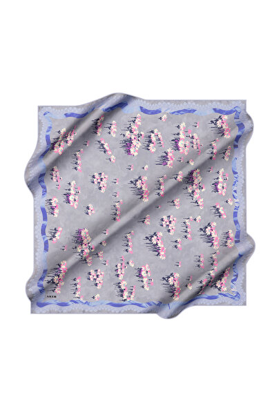 Aker Blue 90X90 Silk Crepe Satin Scarf