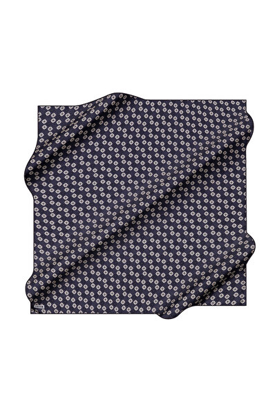 Aker Navy Blue 90X90 Silk Crepe Satin Scarf