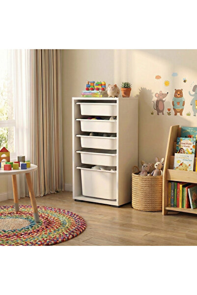 Moniev Kids 5 Sepetli Dolap Çok Amaçlı Dolap Oyuncak Dolabı Mnv2601_5