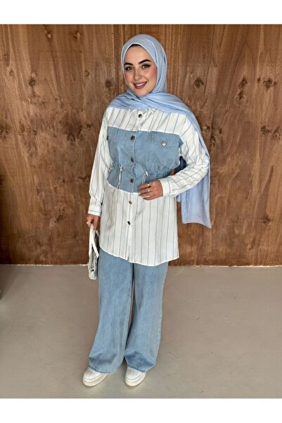 YAREN CLARA طقم دينيم مخطط YRN-2264