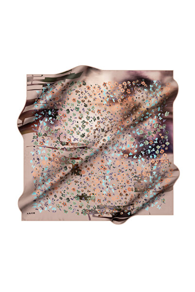 Aker Brown 90X90 Silk Crepe Satin Scarf