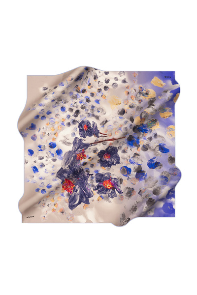 Aker Mor 90X90 İpek Krep Saten Eşarp