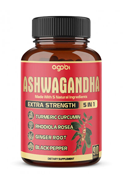 agobi كبسولات أشواغاندا ٥ في ١ لتخفيف التوتر وتحسين الصحة العامة، ٩٠ كبسولة