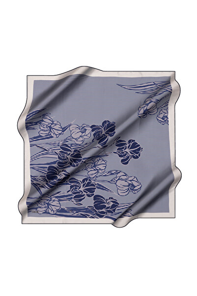 Aker Blue 90X90 Silk Crepe Satin Scarf
