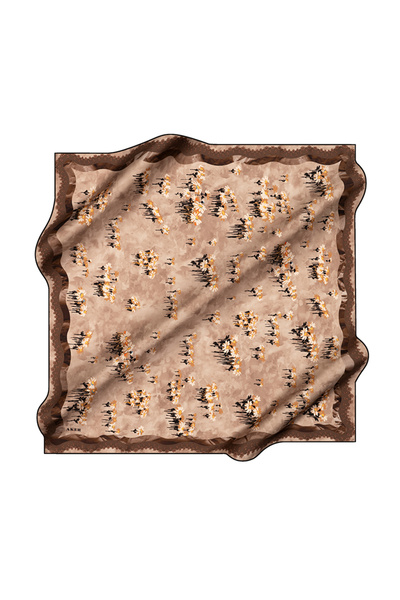 Aker Brown 90X90 Silk Crepe Satin Scarf
