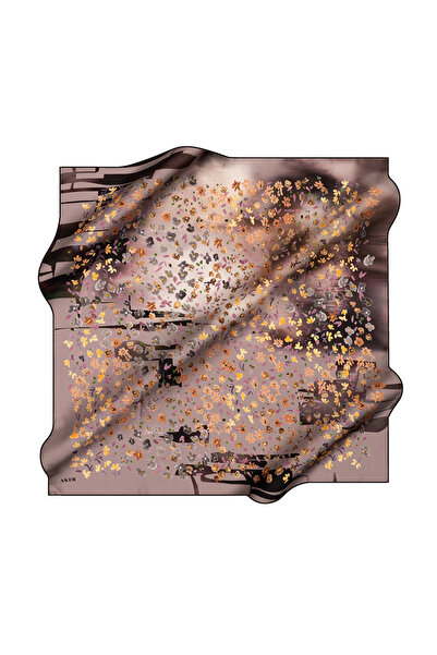 Aker Dark Brown 90X90 Silk Crepe Satin Scarf