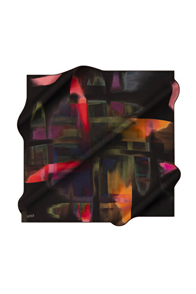 Aker Red 90X90 Silk Crepe Satin Scarf