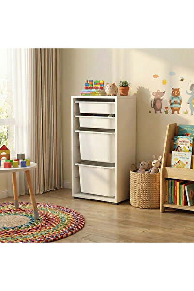 Moniev Kids 4 Sepetli Dolap Çok Amaçlı Dolap Oyuncak Dolabı Mnv2601_4