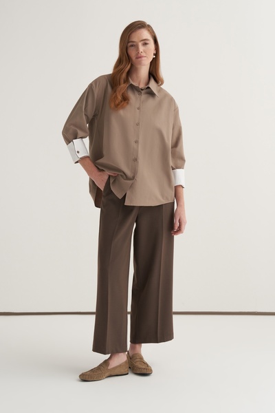 EBU Prive Women's Straight Cut Pencil Pants Dark Mink