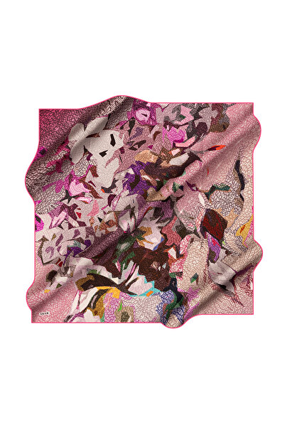 Aker Pink 90X90 Silk Crepe Satin Scarf