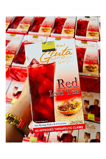 Gluta مشروب جلوتا 12 ليبو جولد سيريز شاي أحمر مثلج للتحكم بالوزن، 10 أكياس