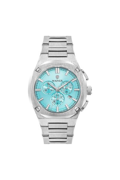 Wainer Otomatik Erkek Kol Saati 44 MM Mavi Kadran Metal Kordon 10 ATM