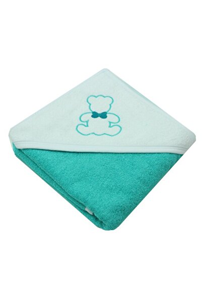 PRICHINDEL Hooded Towel, Bear with Bow, Cotton, Turquoise, 80 x 100 cm