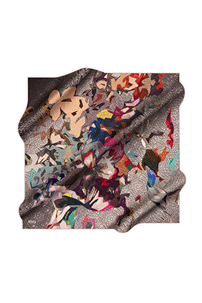 Aker Gray 90X90 Silk Crepe Satin Scarf