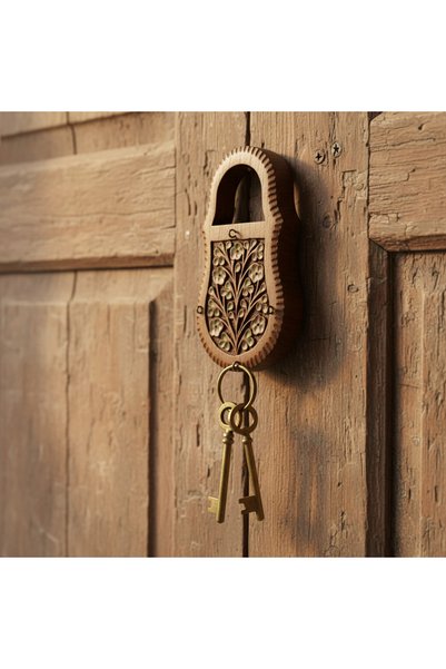 Kheyaal Handcrafted wooden key holder- Size 6x5 inch