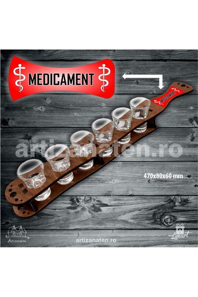 LimArt Stand with 6 brandy glasses 47x8x6 cm - 6x30 ml