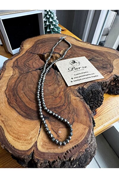 parze doğaltaş Pyrite Natural Stone String Necklace