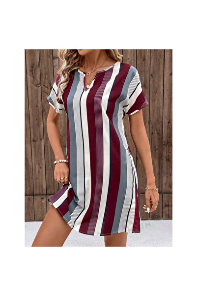 Wear Up    فستان جيرسي نسائي بأكمام قصيرة ورقبة على شكل حرف V