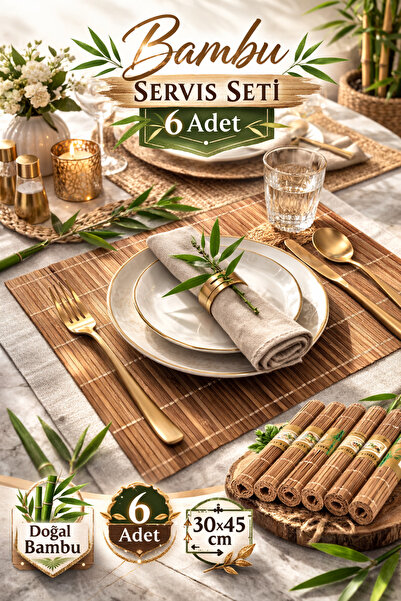 Binbirreyon Set de 6 piese din bambus natural 30x45cm RA812