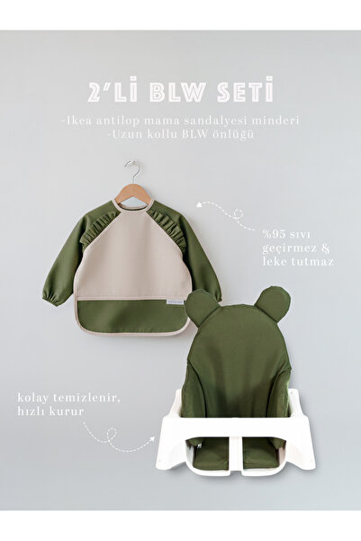 Dear Deer Love 2-Piece Blw Feeding Set - Baby High Chair Cushion and Long Sle...