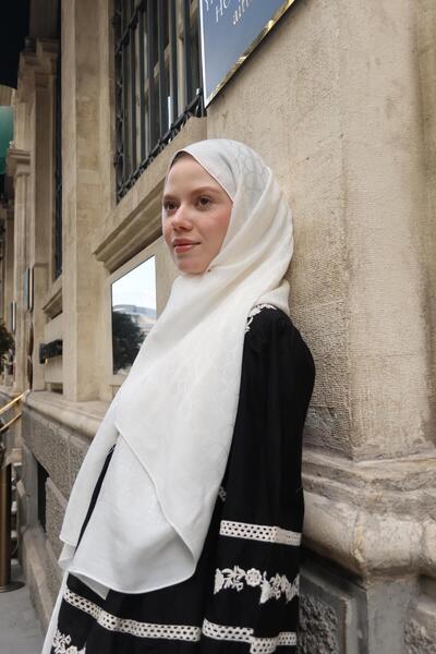 Şalland Na'i Pure D Desen Şal Vanilya