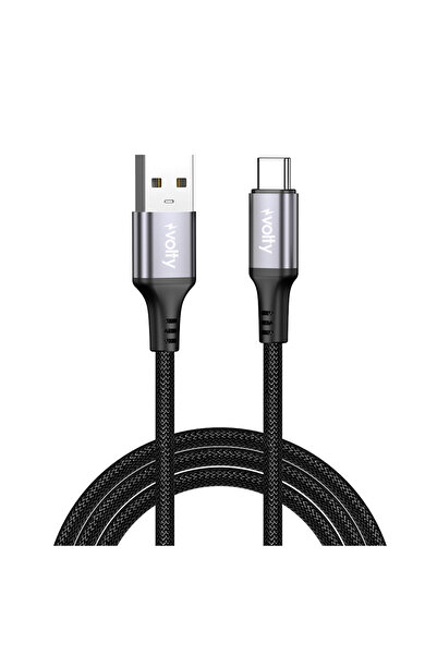 Volty USB-A to Type-C Hızlı Şarj Kablosu | 18W, 480Mbps, 1.2m, Dayanıklı Örgü...