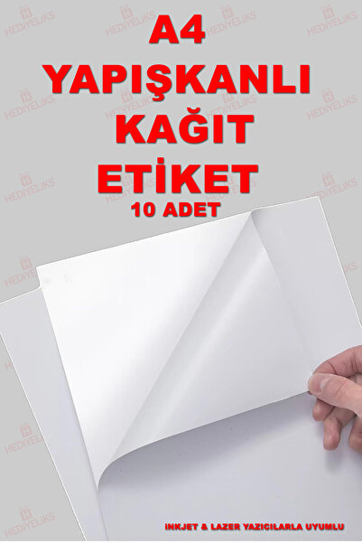 HEDİYELİKS 10 Sayfa A4 Yazdırılabilir Yapışkanlı Kağıt Etiket Tüm Yazılacılar...