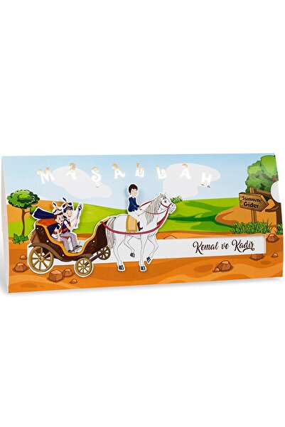 ERDEM DAVETİYE 50 Adet İki Kardeş Faytonlu Sünnet Davetiyesi, Baskı Hariçtir ...