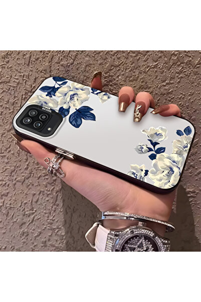 ARTISHELL Samsung Galaxy A12/M12 Uyumlu Şık ve Zarif Beyaz Gül Desenli Telefo...