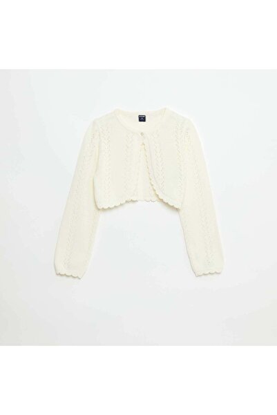 KIABI كارديجان بوليرو من قطن المحبوك السادة، بيج