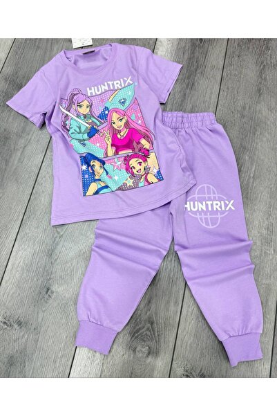 ARBİ kids Costum huntrix cu mânecă scurtă pentru fete, set complet din două p...