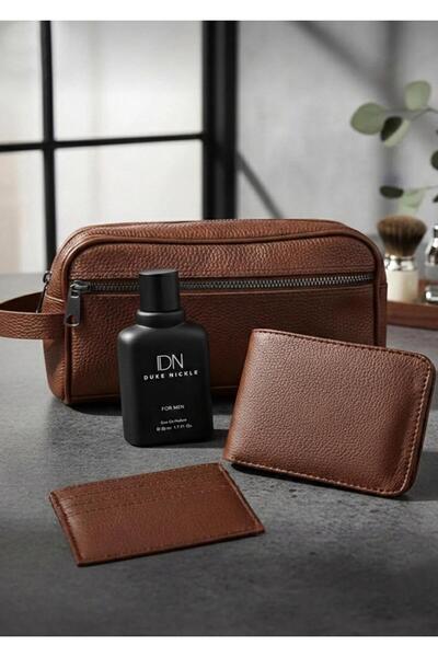 Duke Nickle Muški Novčanik Torba Držač za kartice parfemski set u smeđoj boji