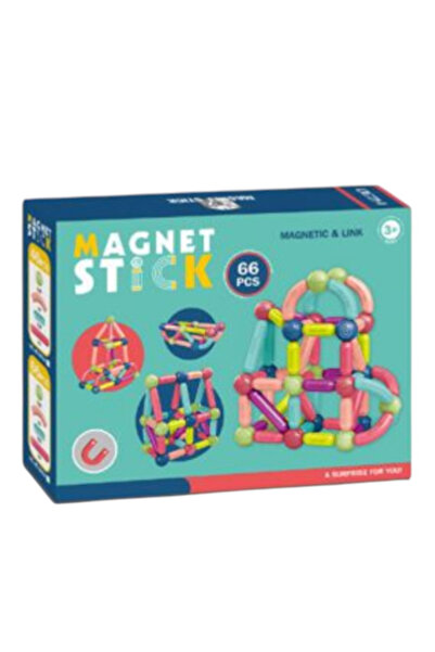 Creative World Toys Set de 66 bețe magnetice cu bile, construcții 3D, multico...