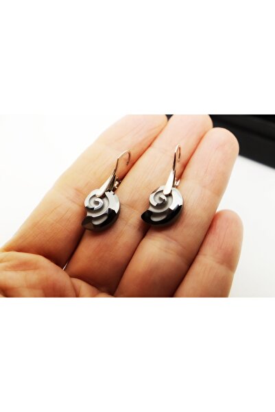 atellier47 925 silver earrings with black Swarovski crystal