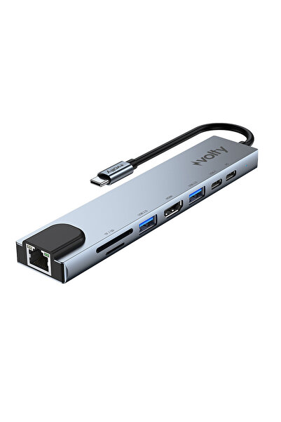 Volty Type-C Çoğaltıcı Hub 8 in 1 | 4K HDMI, 100W PD, Ethernet, SD/TF, USB 3....