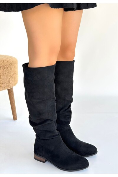 Celira Black Suede Gusseted Women's Boots