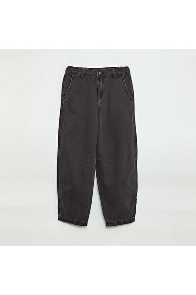 KIABI بنطلون جينز أسود بقصة واسعة دنيم